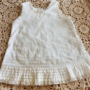 Vintage 1950s/1960s Tiny Tots Baby Dress – White Fine Cotton-Linen Blend